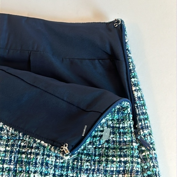 LOfT Blue White & Green Textured Pencil Skirt Women’s Size 0 - Picture 5 of 8